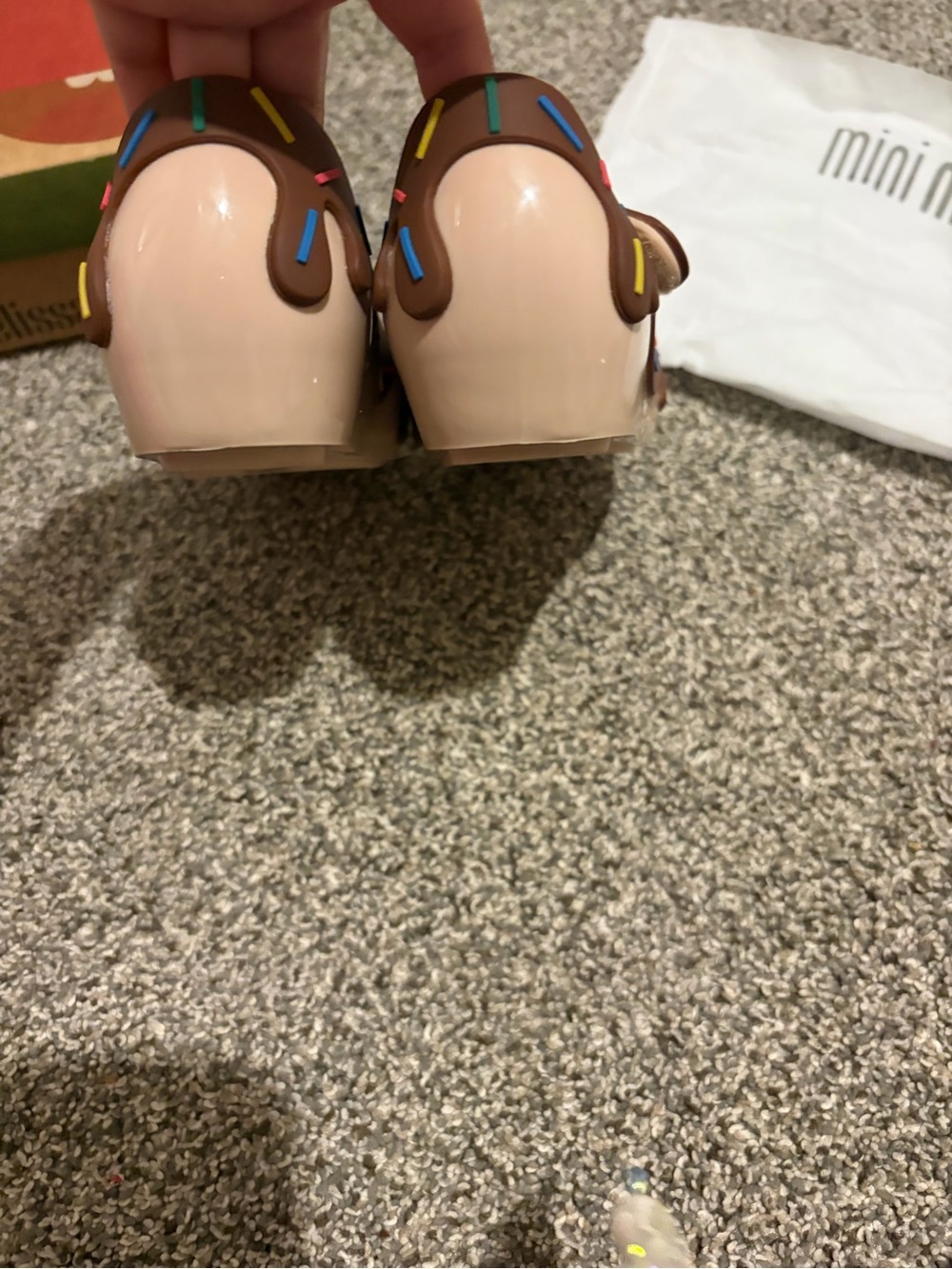 FINAL⬇️NWB RARE Mini Melissa Brown Donut Mary Jane Shoes with Pink Insole - Picture 3 of 9